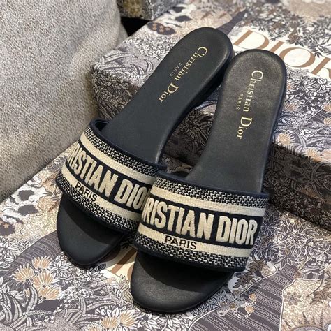 dior dway slides on feet|christian dior sway slides.